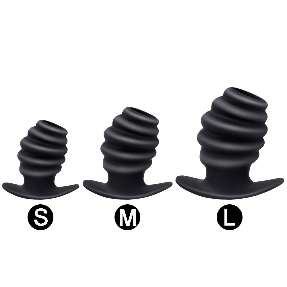 Hollow Anal Plug Spiral Butt Plug Enema Anal Tunnel Sex Toys Silicone Buttplug Gay Speculum Vaginal Dilator Anus