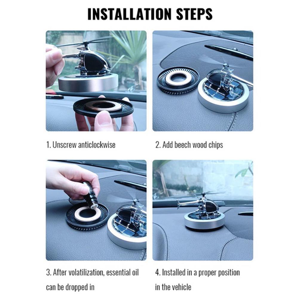 Solar Rotation Helicopter Car Air Freshener Odor Removal Aromatherapy Car Fragrance Diffuser Ornaments Car Interior Decoration