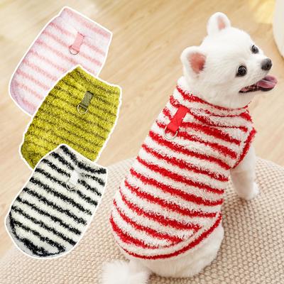 Gestreifte Haustierweste Plüschfleece Klein Mittelgroße Hunde Katzen Bekleidung Weich Warm Winterbekleidung Welpen Herbstkleidung Bequeme Passform