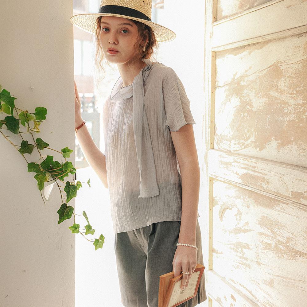 Peulaudeumali Pm_Mood Sheer Scarf Blouse_2Color