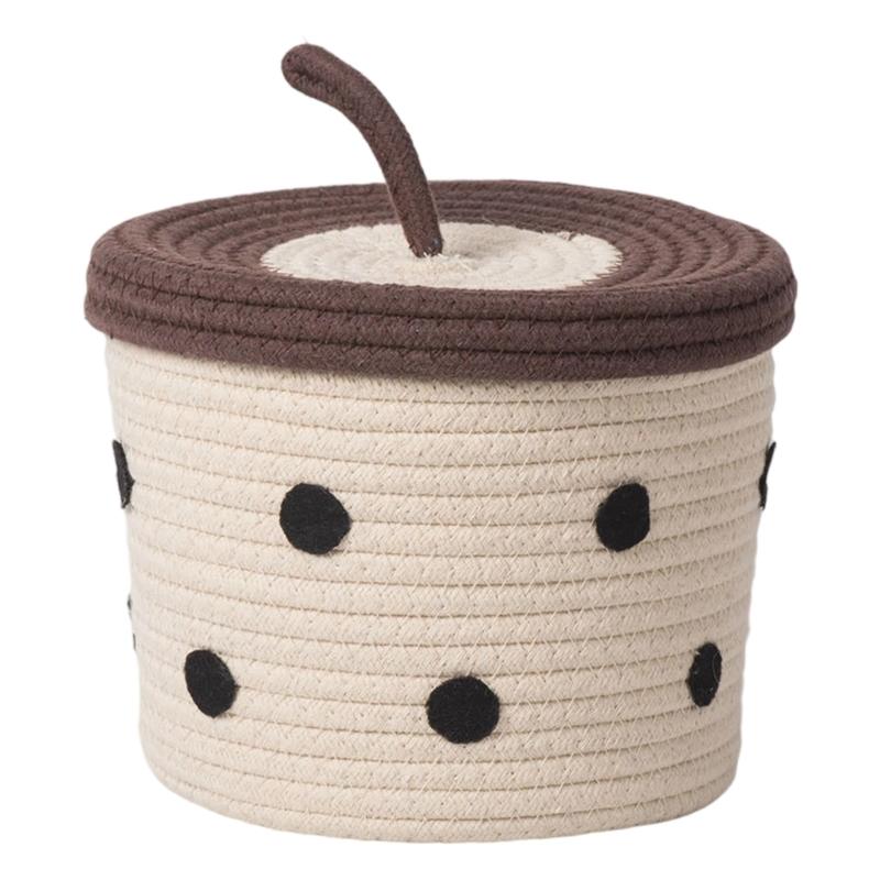 Multipurpose Cotton Woven Storage Box With Lid Sundries Organizer Storage Container For Living Room Office Supplies
