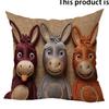 1/4pcs Cute Donkey-Patterned 2D Flat Print Pillowcases Sofa bed cushion cover home bedroom decoration, 2D flat printing