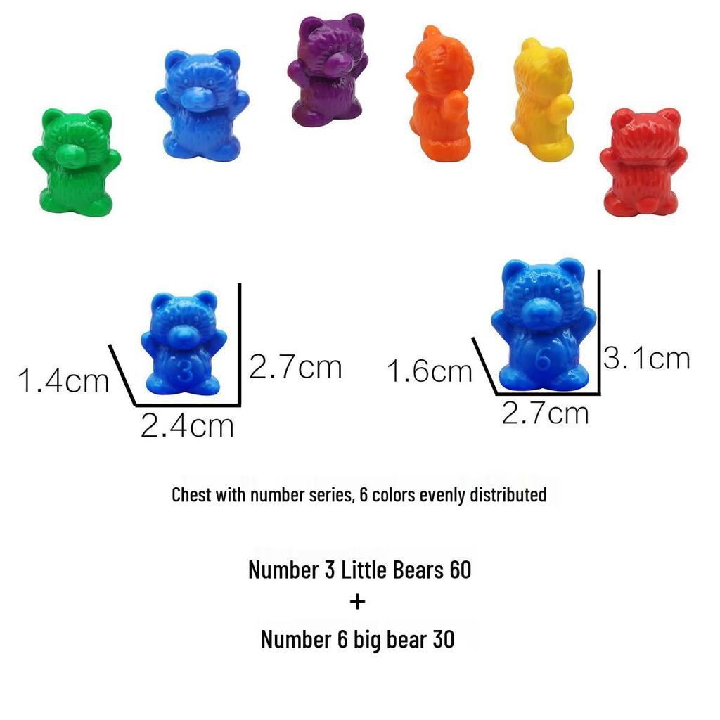 Rainbow Counting Bear Weights - Small, Medium, Large Bears Montessori Teaching Aids