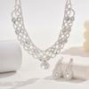 3-teiliges Böhmischer Luxusstil Elegantes Damen Strass Halsketten Ohrring Set Hochzeiten Geburtstage Strandpartys Kleider Accessoires