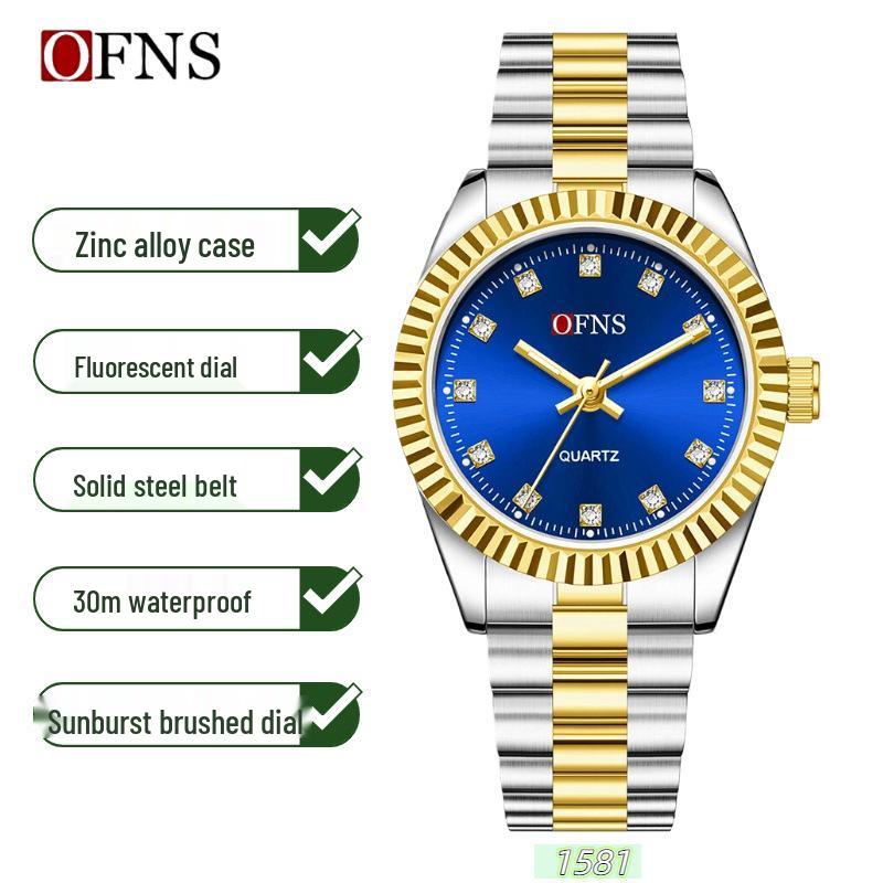 OFNS Classic Women's High-End Casual Luxury Quartz Wristwatch, Roman Numeral, Stud Design, Business-Commuting, Waterproof.