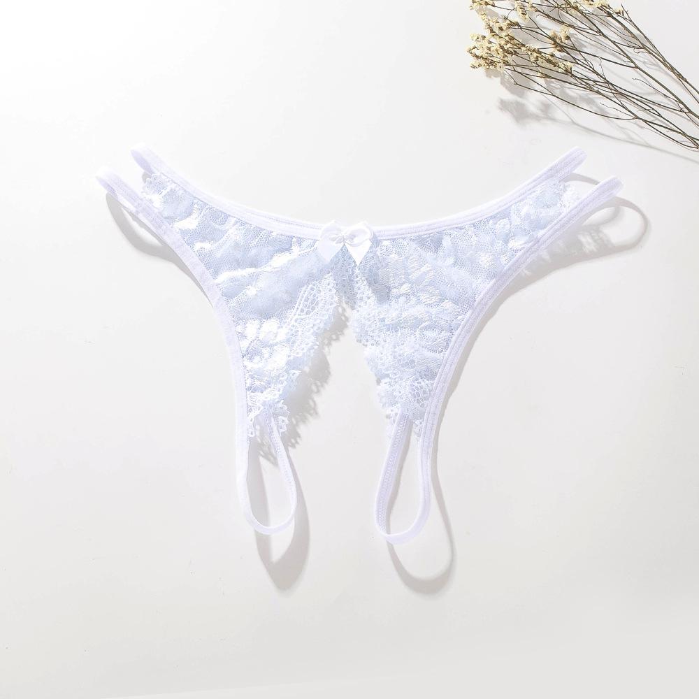 Women's Sexy Lace Crotchless Thong - Transparent, Insertable, Passionate T-back with Exposed Buttocks