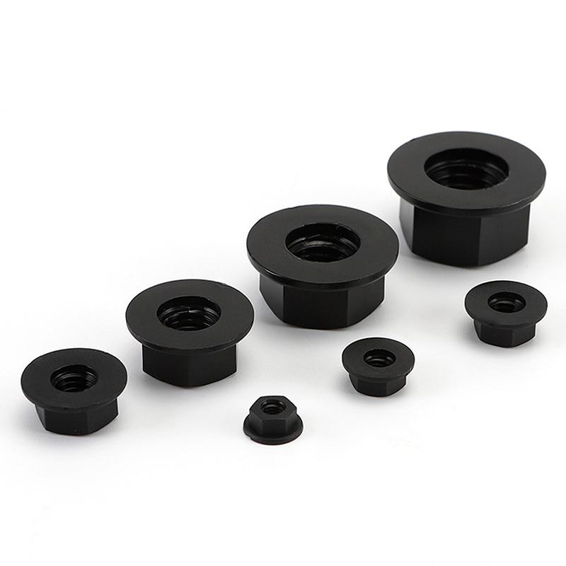 Black/White Flat Bottom PA66 Plastic Nylon Insulation Hexagonal Hex Head Flange Nut M3 M4 M5 M6 M8 M10 M12 Nylon Flange Nuts