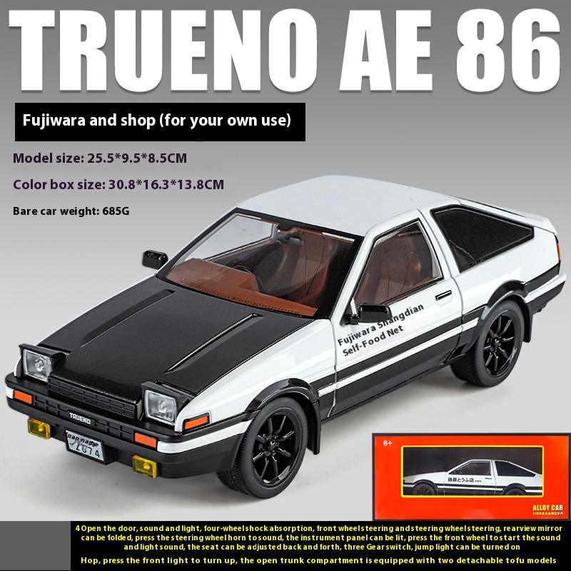 JDM 1:18 Toyota AE86 TRUENO Initial D Alloy Metal Diecast Model Car Racing Car Collectibles Children's Toy Car Birthday Gift Boy