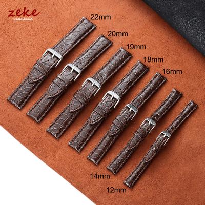 Handmade Crocodile Pattern Leather Strap Ultra Thin 12 14 16 18 19 20 22MM Black Brown for Men Women Genuine Leather Bracelets