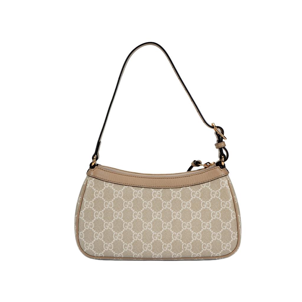 GUCCI Ophidia Canvas With Leather Shoulder Bag, Handbag Women's Beige & White 735145-UULBG-9683