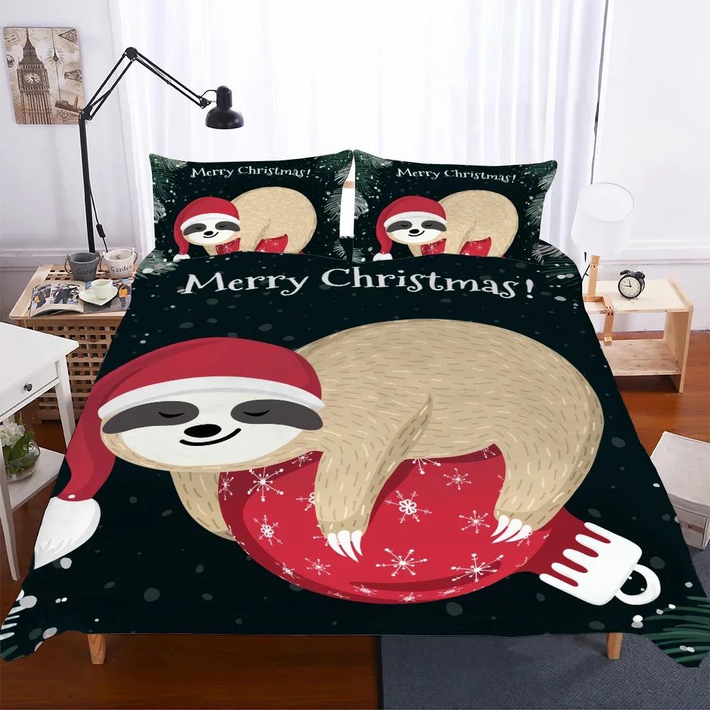 Comforter Cartoon Merry Christmas S Bedding Set Queen Size Snowman Single Double Super King Bedclothes 100% Polyester