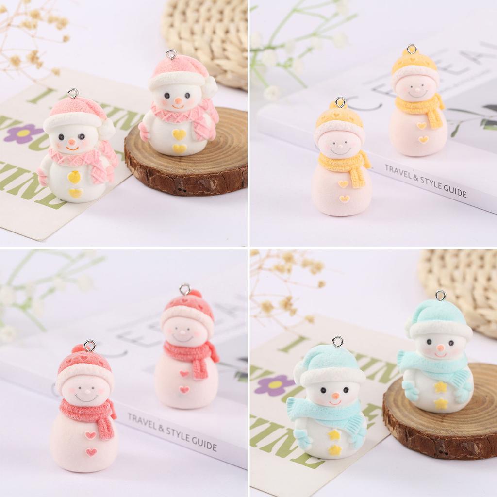 Vielseitiger Beflockter Schneemann Anhänger Dekorative Halsketten Anhänger DIY Schmuckzubehör Mini Harz Ornamente