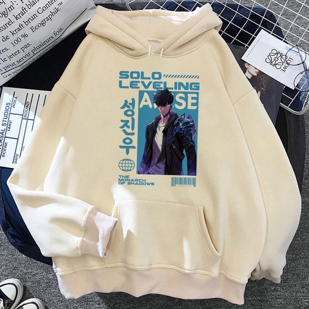 Sung Jin Woo Potisk Mikina s Kapucí Anime Solo Leveling Streetwear Muži Ženy Dlouhý Rukáv Mikiny Harajuku Volná Ležérní Pulovr Mikina