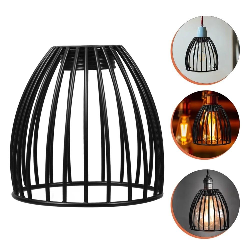 Iron Bird Cage Lampshade Black/Silver Drum Shades Chandelier Light Bulb Cage Cover Home Decor