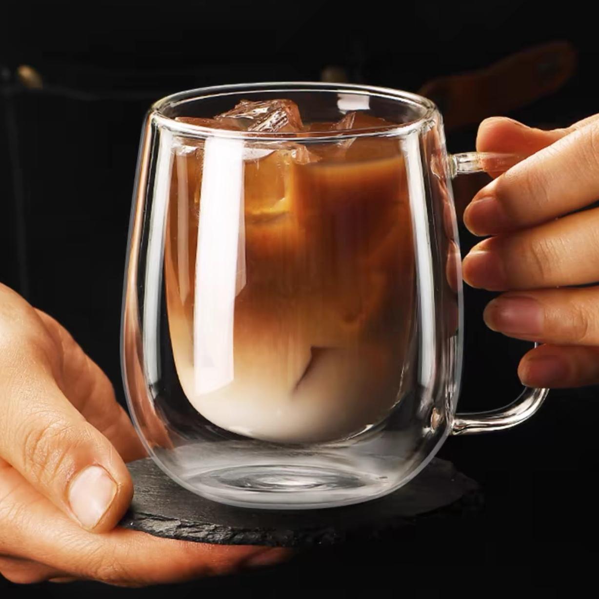 

250ml Heat-resistant Double Wall Glass Coffee Mugs With Handle Lemon Tea Milk Cup Water Mug Copo Caneca Criativa 250ML