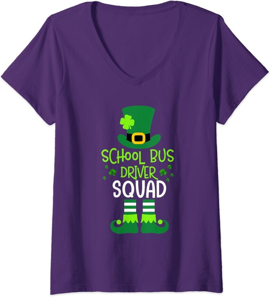 School Bus Driver Squad St Patricks Day Leprechaun Ladies  V-Neck Tshirt Unisex T-Shirt XXXXL