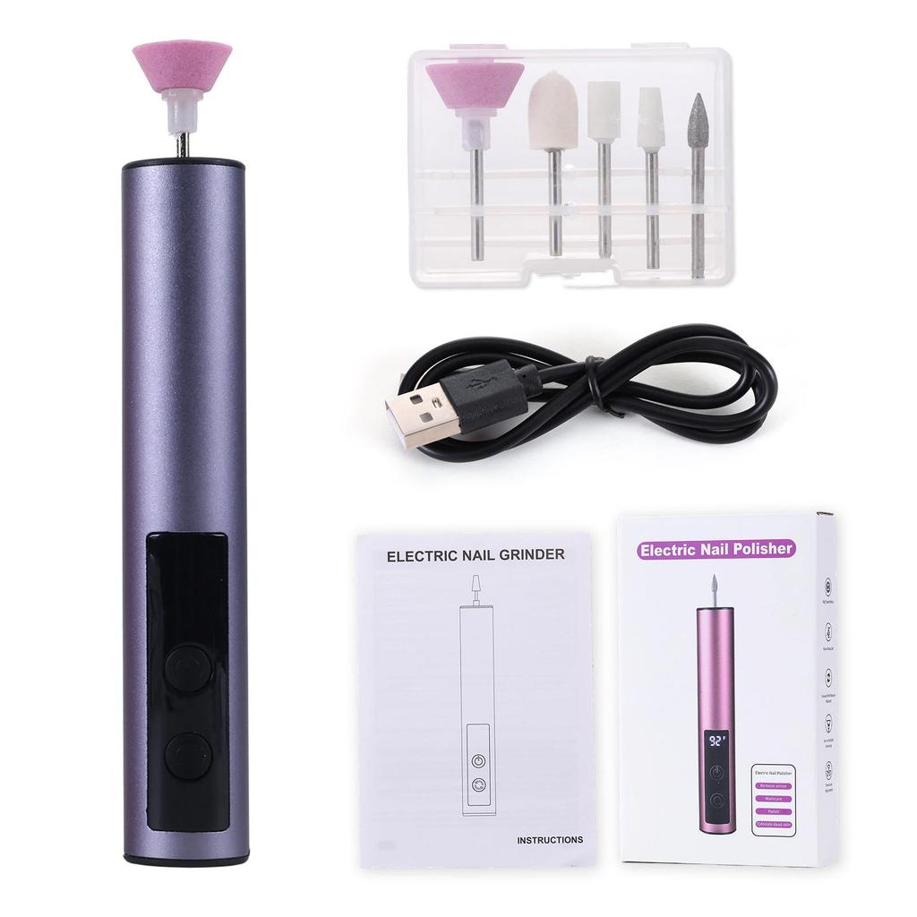 USB Rechargeable Nail Grinder & Engraving Pen with Digital Display, Aluminum Alloy