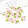 50/100PCS Mini Handmade Rose Flower Satin Ribbon Rosettes Fabric Appliques For DIY Wedding Decoration Craft Sewing Accessories