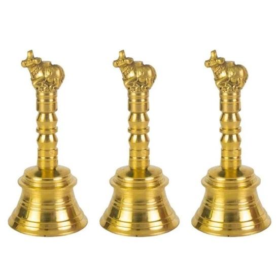 Sino Sagrado do Templo Om Pequeno Ghanti para Decoração de Sala Puja em Casa