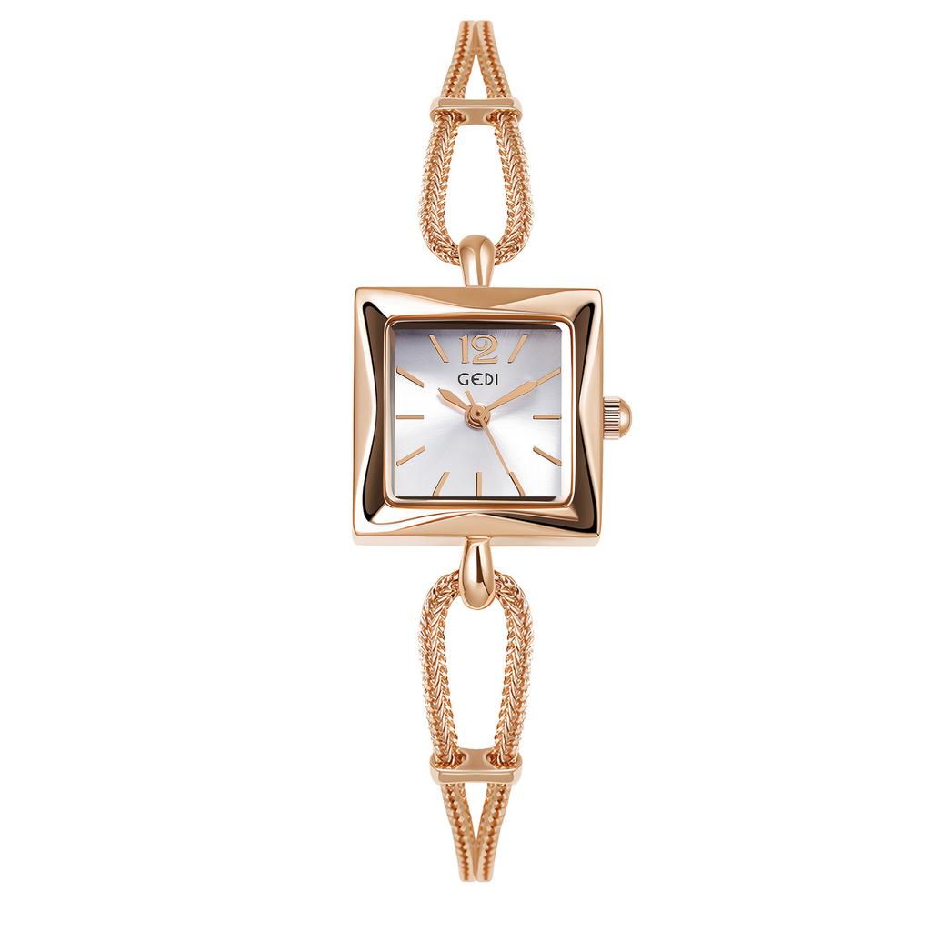 New Goldie niche women's watch simple small square plate alloy bracelet watch women's antique quartz watch