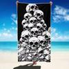 Skull Red Roses Beach Towel Gothic Illustration Art Print Quick Dry Sandproof Absorbent Towel for Beach Pool Travel Vacation