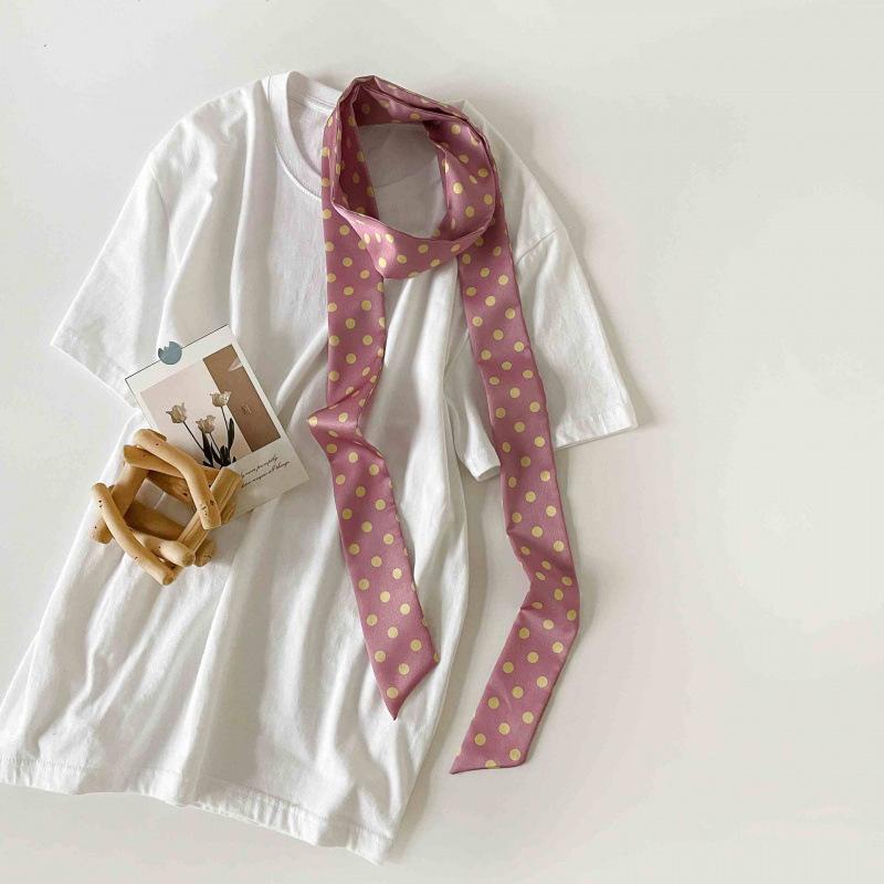 Millennium Spice Girl Style Thin Long Silk Scarf Neck Ribbon Retro Leopard Print Silk Scarf Long High-End Ribbon Headband