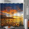 Bathroom is Equipped with A Sunset Sunflower 3D Shower Curtain, Deluxe Bathtub Standard Waterproof Shower Curtain, 12 White Hook
