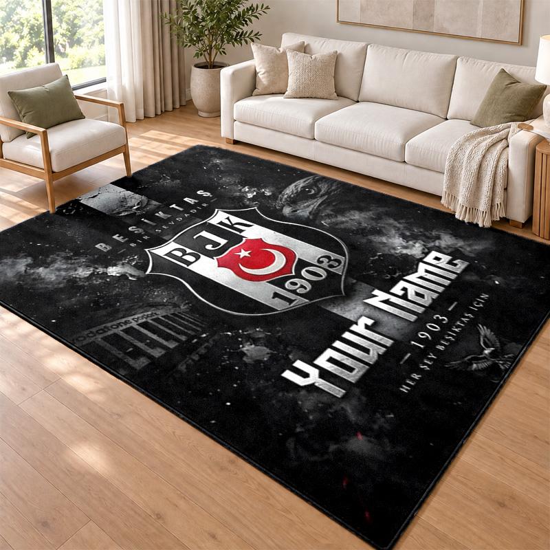 Besiktas JK Custom Name Personalized Rug Non‑Slip Doormat Floor Carpet Housewarming Birthday Gift for Family Friends