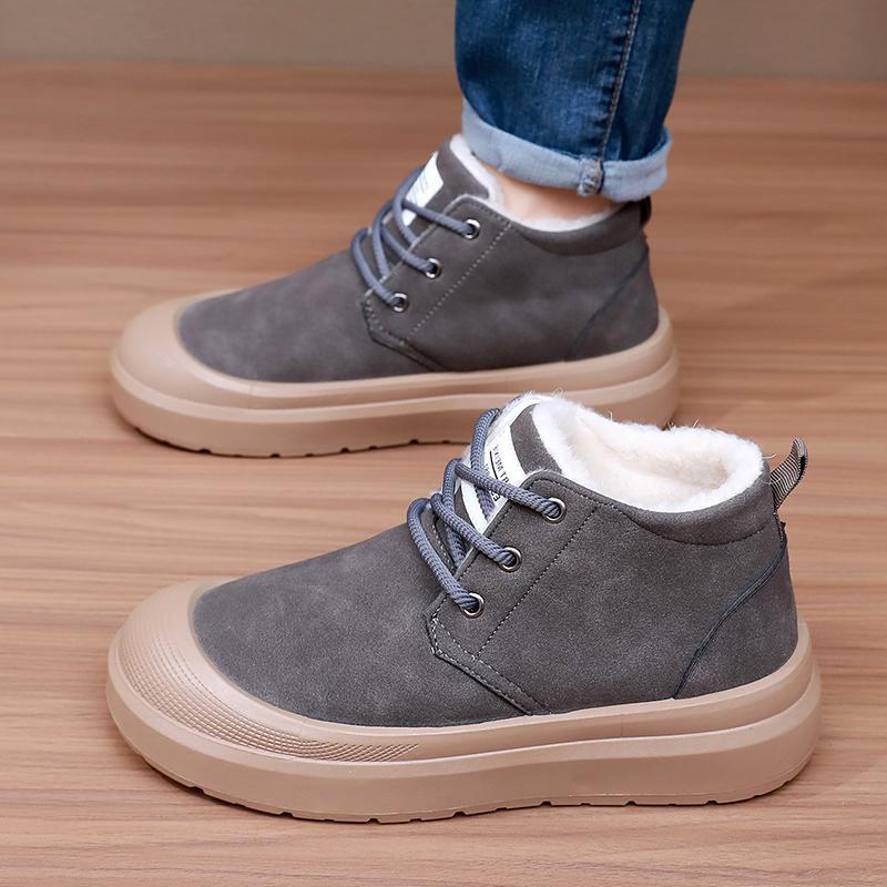 Herren leichte dicksohlige Winter warme einstufige Schneestiefel gepolstertes Wollfutter rutschfest abriebfest lässige Sport Baumwollstiefel