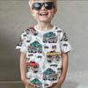 Summer Round Neck Vehicle Themed 3D Printed Top Fashionable Casual Short Sleeved Children's Boy T-shirts