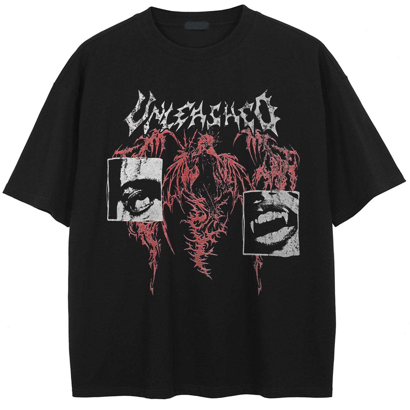 

Streetwear Gothic Metal T-Shirt Demonic Core Graphic T-Shirt Cotton Tshirt Unisex Tops Tees Short Sleeves T Shirt M чёрный