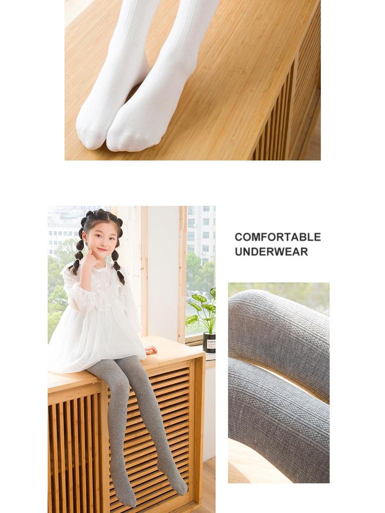 Girls' Spring & Autumn Solid Color Twisted Leggings with Step-on Cotton Dance Socks