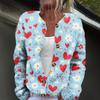 Women's Fashion Printed Long-Sleeved Knit Cardigan Button-Down Jacket