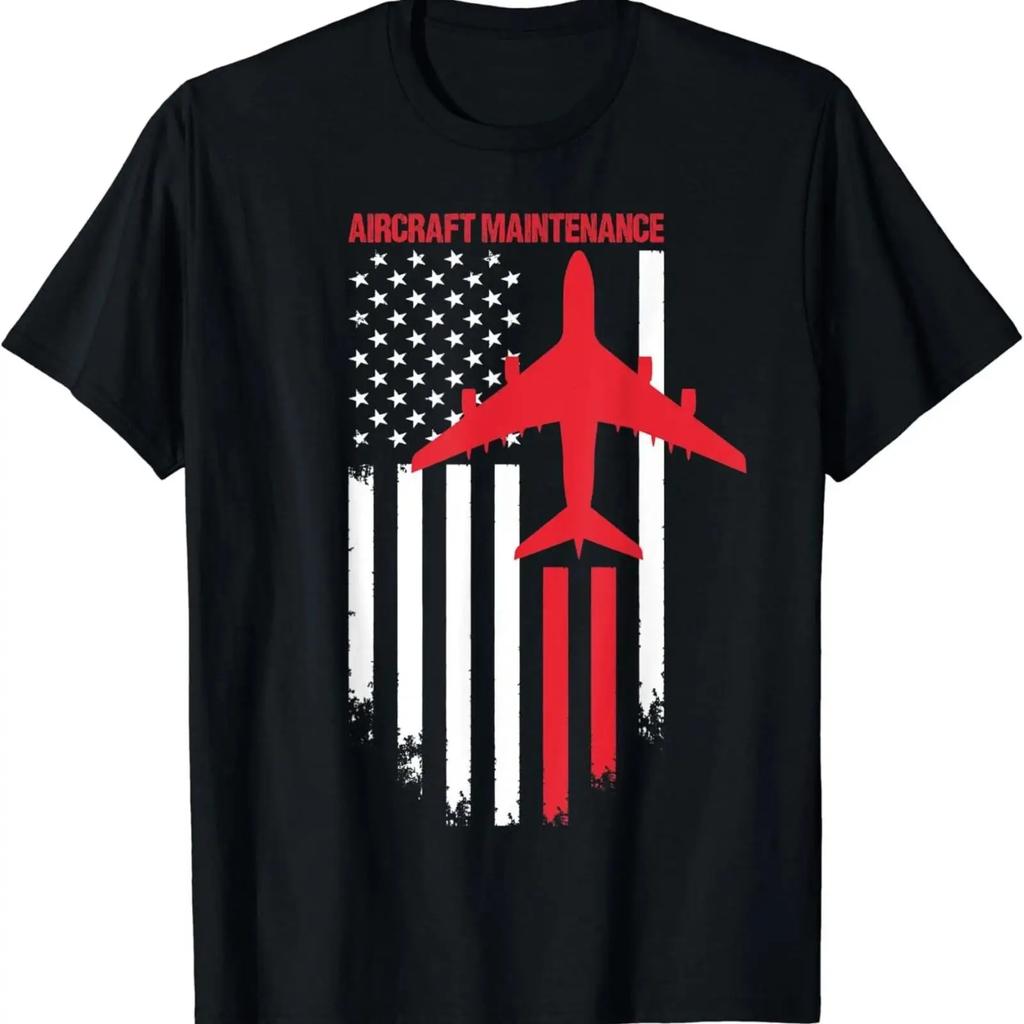 Airplane Mechanic American USA Flag Aviation Technician Gift T Shirt Vintage Washed Breathable Fashion Casual