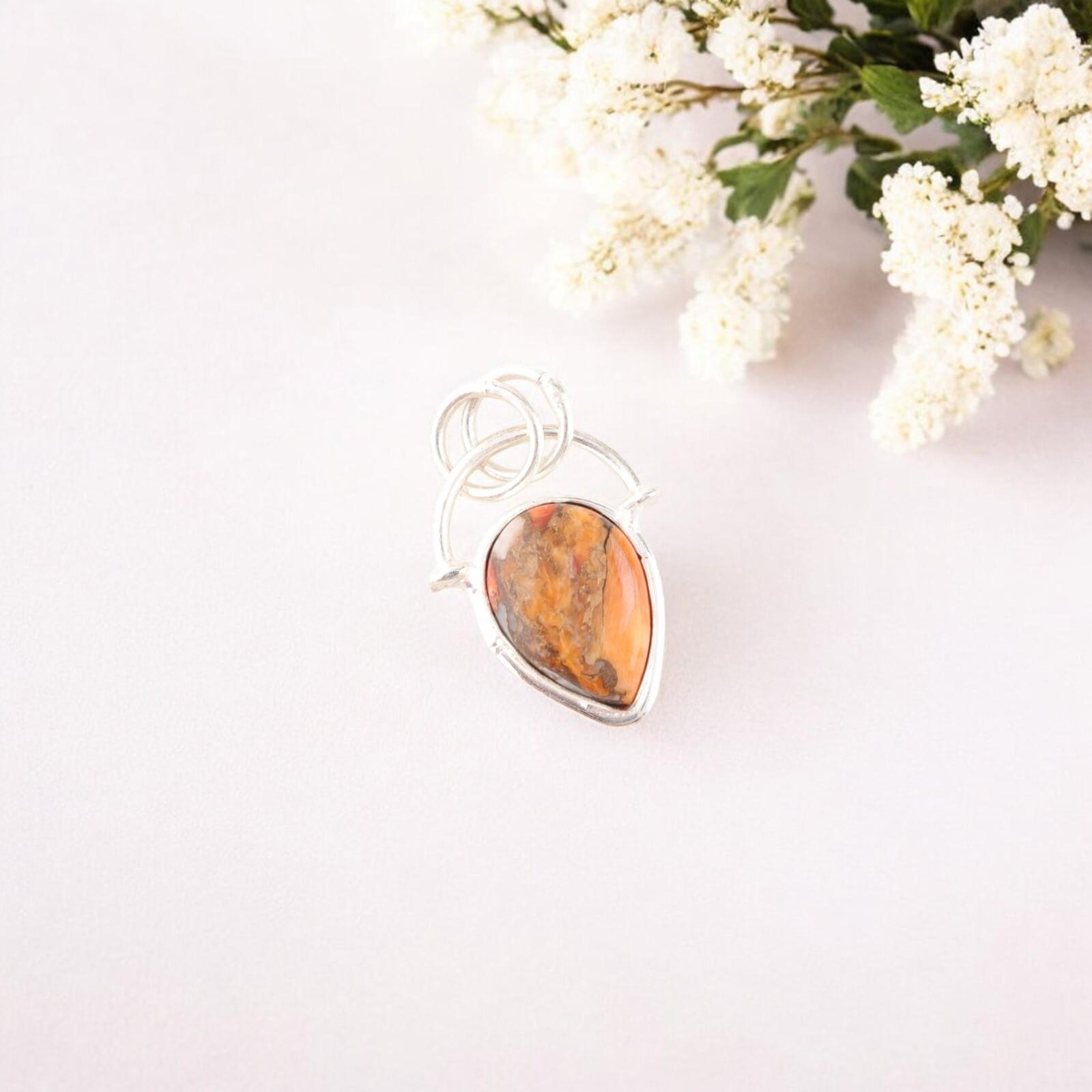 

Orange Copper Turquoise Gemstone 925 Sterling Silver Pendant Fashionable Jewelry PP-56-44