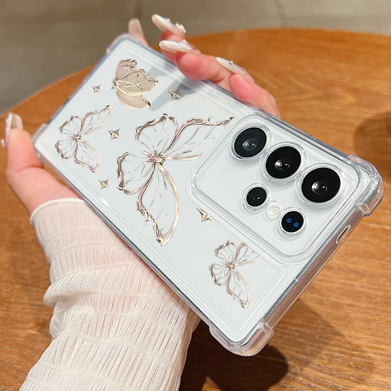 Průhledné pouzdro pro Samsung Galaxy S25 Edge S24 S23 S22 Ultra S24 S21 FE A56 A55 A16 A15 5G Vzor motýla Měkký TPU kryt telefonu