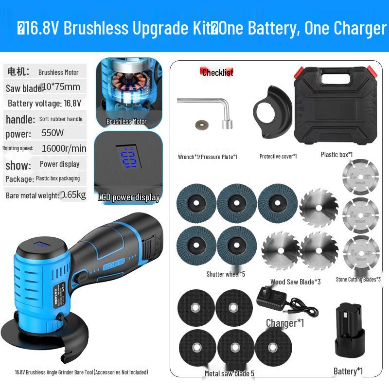 Compact Brushless Lithium Battery Angle Grinder for Home - Electric Micro Grinder for Seam Cleaning and Cutting