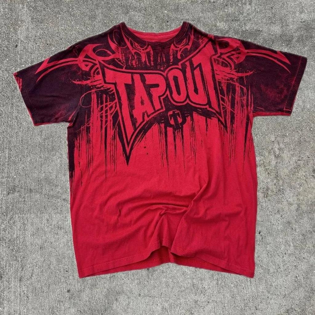 Y2K Tap Out Skull Print T Shirt Dark Aesthetic Round Neck Streetwear Oversized Gothic Cotton Tee Soft Retro Loose