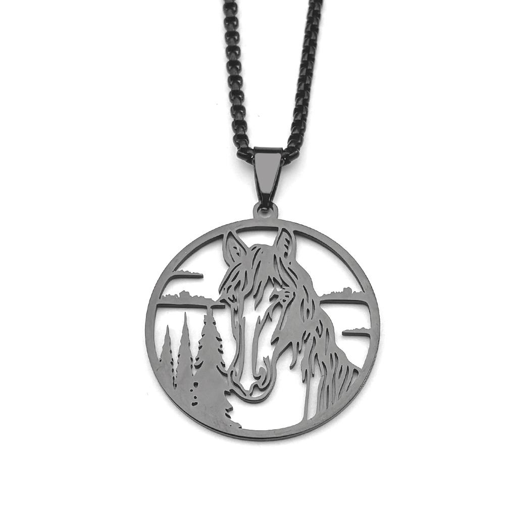 Horse Head Necklace For Women Men Stainless Steel Silver Color Pendant Chain Jewelry Gifts Animal Lover