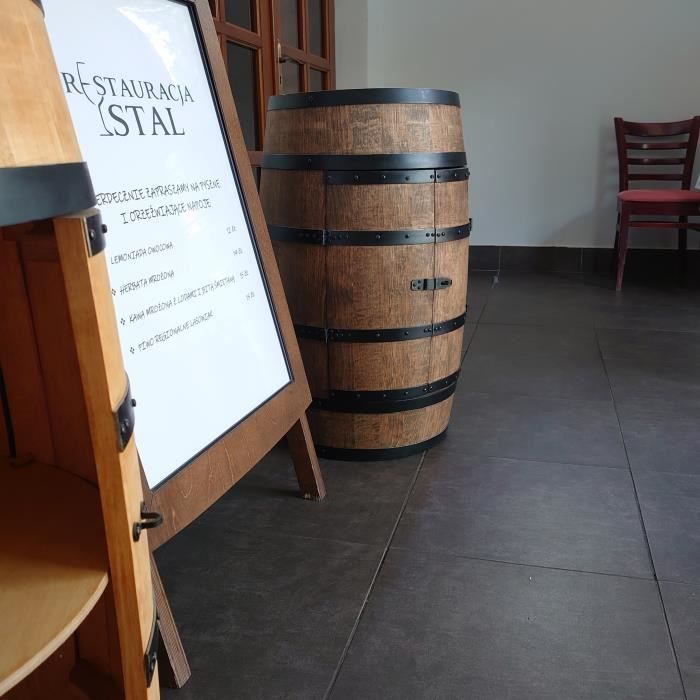 Casier à Vin LED RGB - Creative Cooper - Tonneau En Bois avec des portes, Meuble Rangement Bouteille Alcool, 80x50 cm, Wenge