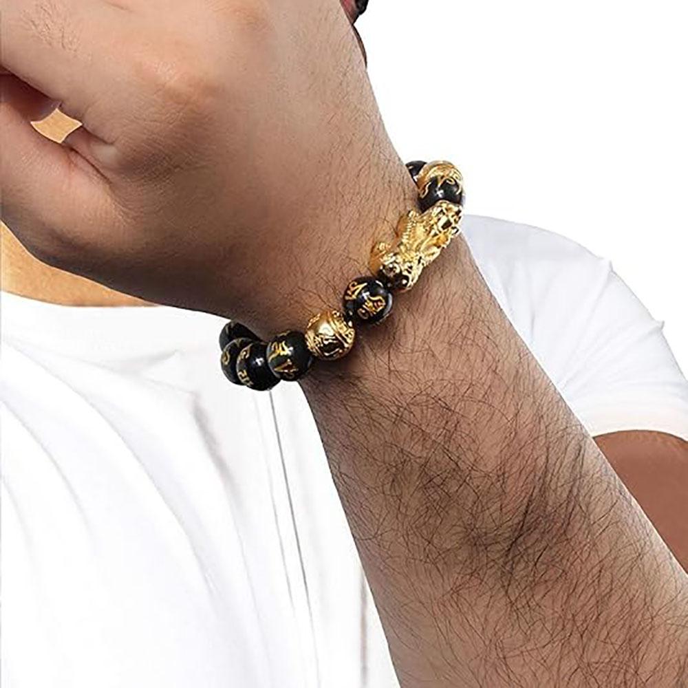Bracelet Feng Shui Richesse et Chance, Bracelet Feng Shui Obsidienne Noire Pixiu Richesse Prospérité Perles Bouddha Bracelet Élastique