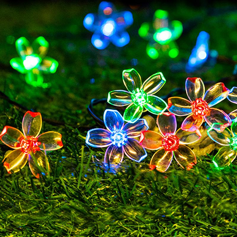 Cherry Blossom Waterproof Solar String Lights for Outdoor Garden and Balcony Décor