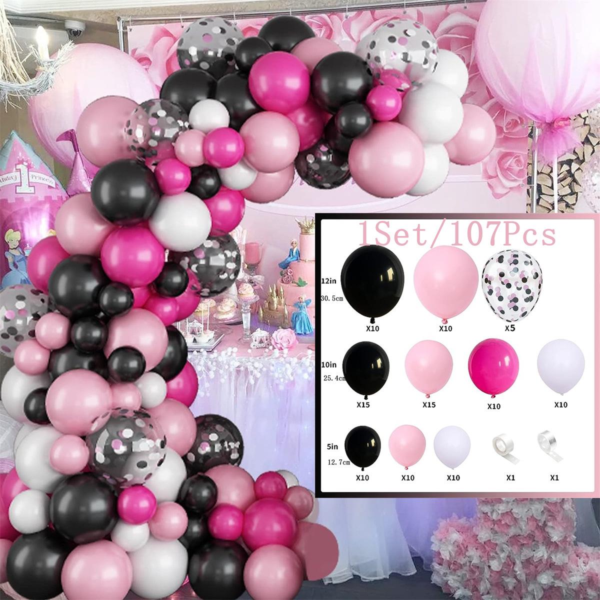 

Мультяшные воздушные шары для украшения дня рождения, арка, комплект гирлянд, черные и розовые воздушные шары с днем ​​рождения, фольга, мультяшная тематическая вечеринка, пользу