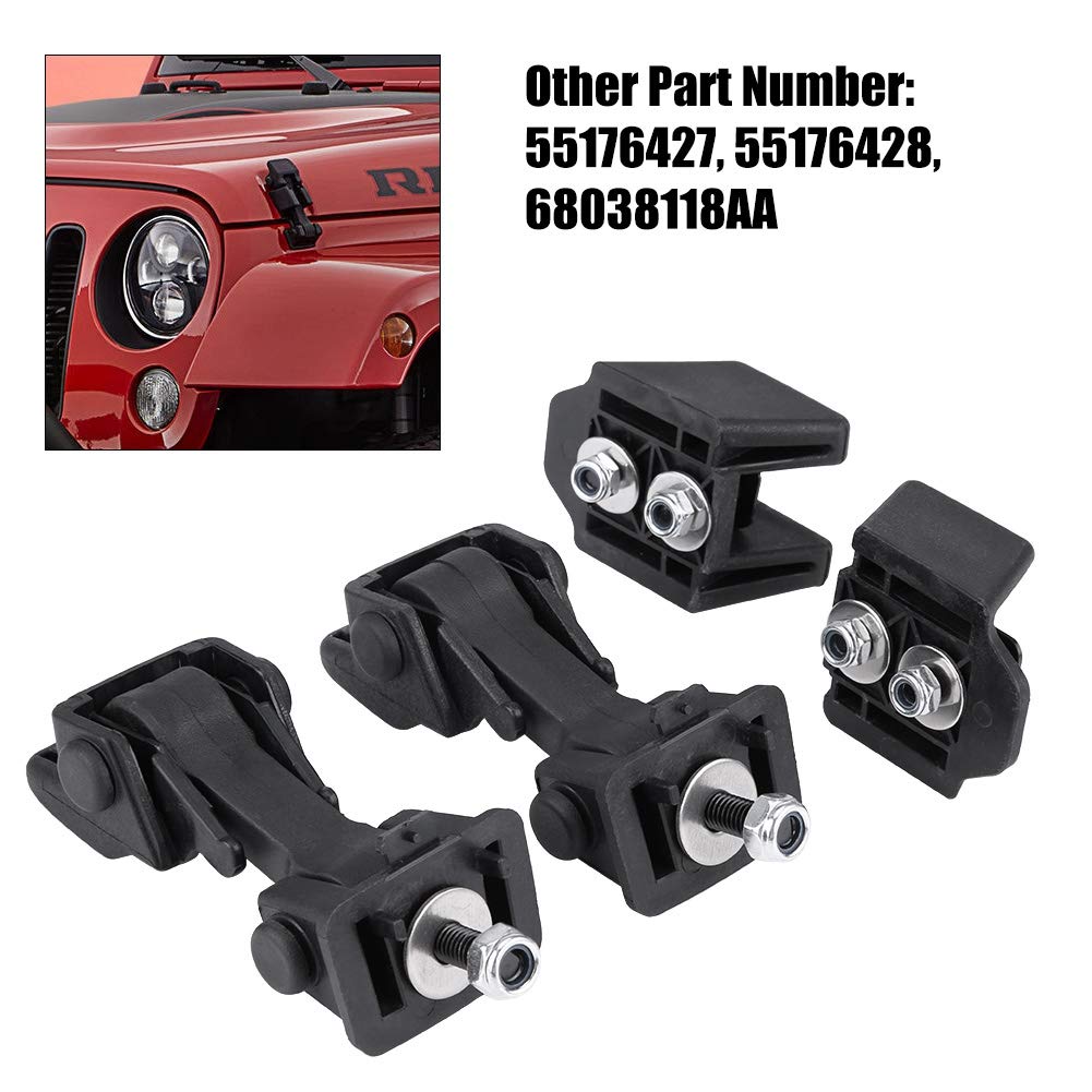 Hood Catch, 2 Sets of Hood Latch Safety Catch and Bracket for Wrangler TJ 97-06 55176636AD 55395652AC