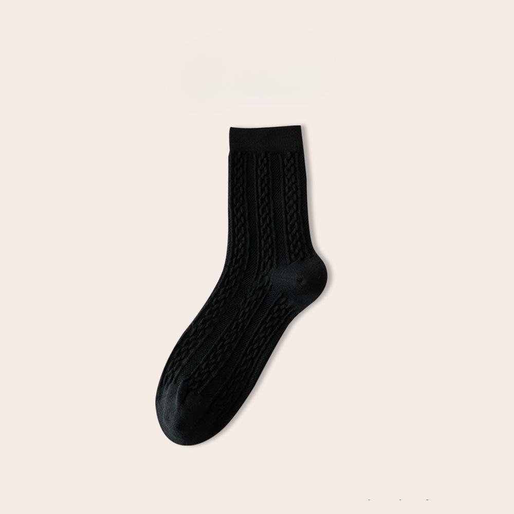 Women's Autumn and Winter Cashmere Mid-calf Socks, Twisted Boneless Long Socks, Solid Color Thickened Warm Women's Wool Socks