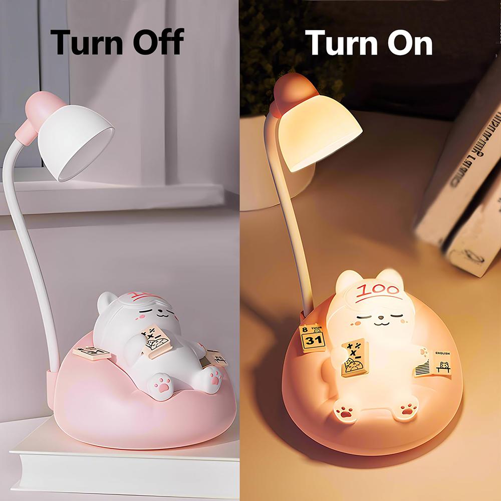 Cute Sleeping Cat Night Light Mini Kitten Table Lamp Kid Birthday Gift Rechargeable Dimmable Nightlight For Room Bedside Bedroom