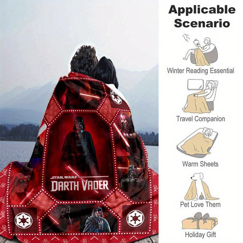 1pc. Star Wars Darth Vader Red Patterned Blanket, Home Decorative Throw for All Seasons, Cartoon Design Gift for FansE070