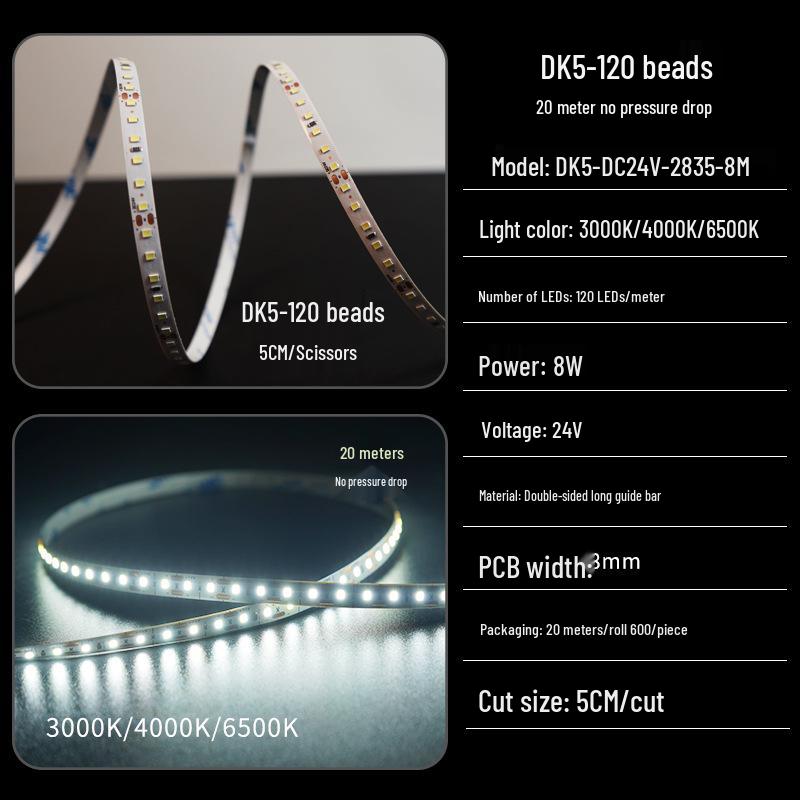 12V/24V Dimmable Self-Adhesive LED Strip Light for Linear Decoration