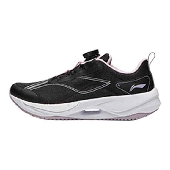 Li Ning Kids Ultra Light 21 Round Toe Reflective Non-Slip Shock Absorbing Low-Top Running Shoes Kids Sneaker Black Pink YKFU012-2