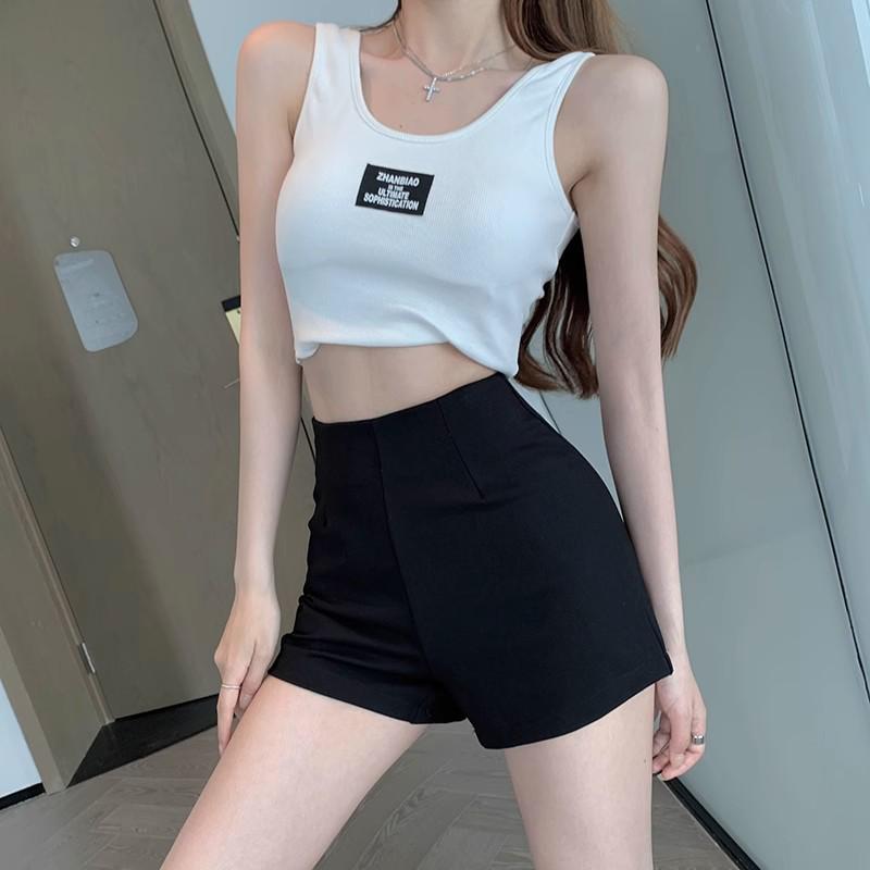 Damen High-Waist Schwarze A-Linie Eng Sexy Heiße Shorts mit Stiefeln - Schlankmachende Oberbekleidungs-Shorts 2026